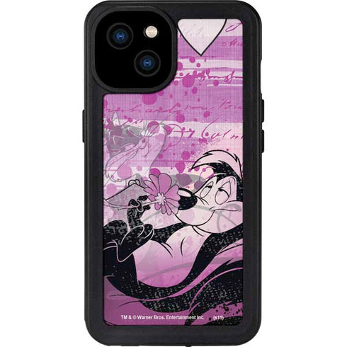 Looney Tunes Pepe Le Pew Purple Romance iPhone 15 Plus Waterproof Case